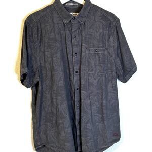 Tommy Bahama Men's Short Sleeve Button Down Linen‎ Shirt Gray Tropical Large